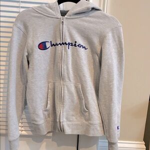 Champion Light Gray Full-Zip Hoodie